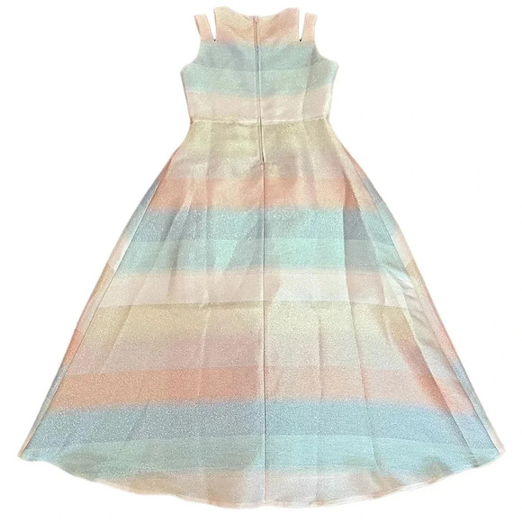 🌈HP-Rare Editions Girls Ombre Metallic Jacquard High Low Dress - Picture 5 of 6
